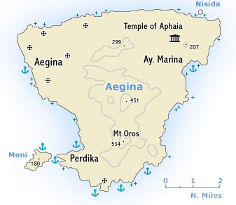 Sea chart of Aegina island