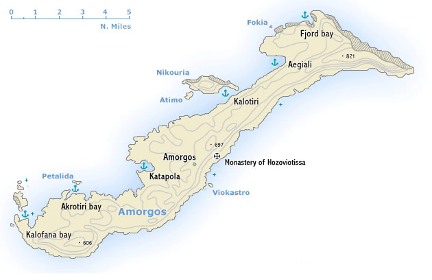 Sea chart of Amorgos island