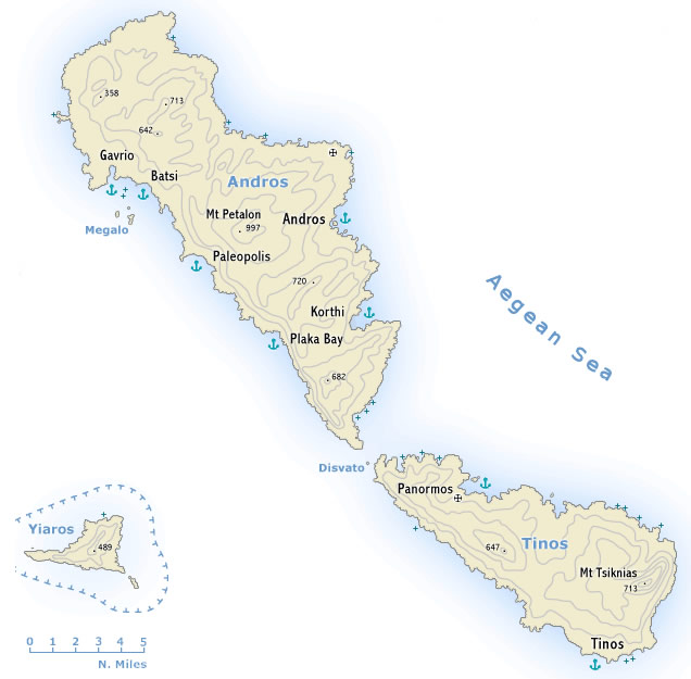 Sea chart of Andros island