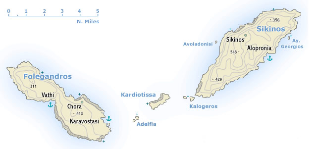 Sea chart of Folegandros island