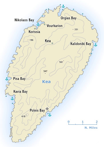 Sea chart of Kea island