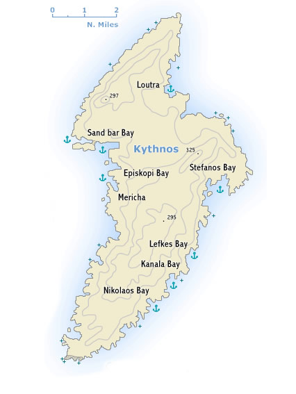 Sea chart of Kythnos island