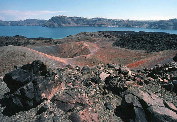 View of the Kammeni volcanic crater
