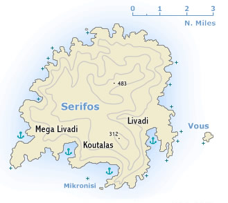 Sea chart of Serifos island