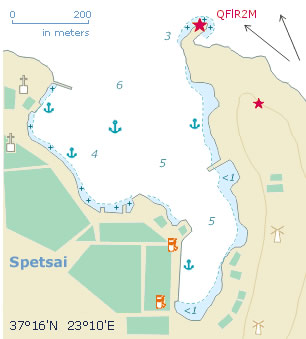 Sea chart of marina on Spetses island