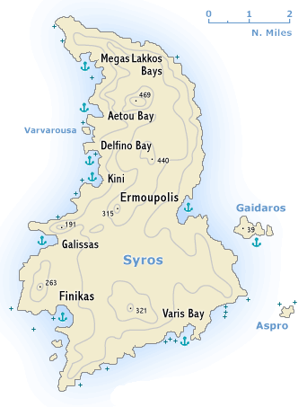Sea chart of Syros island
