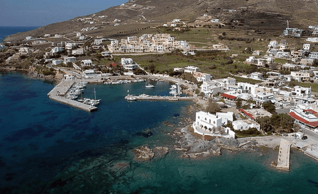 Aerial photo Finikas port on Syros island